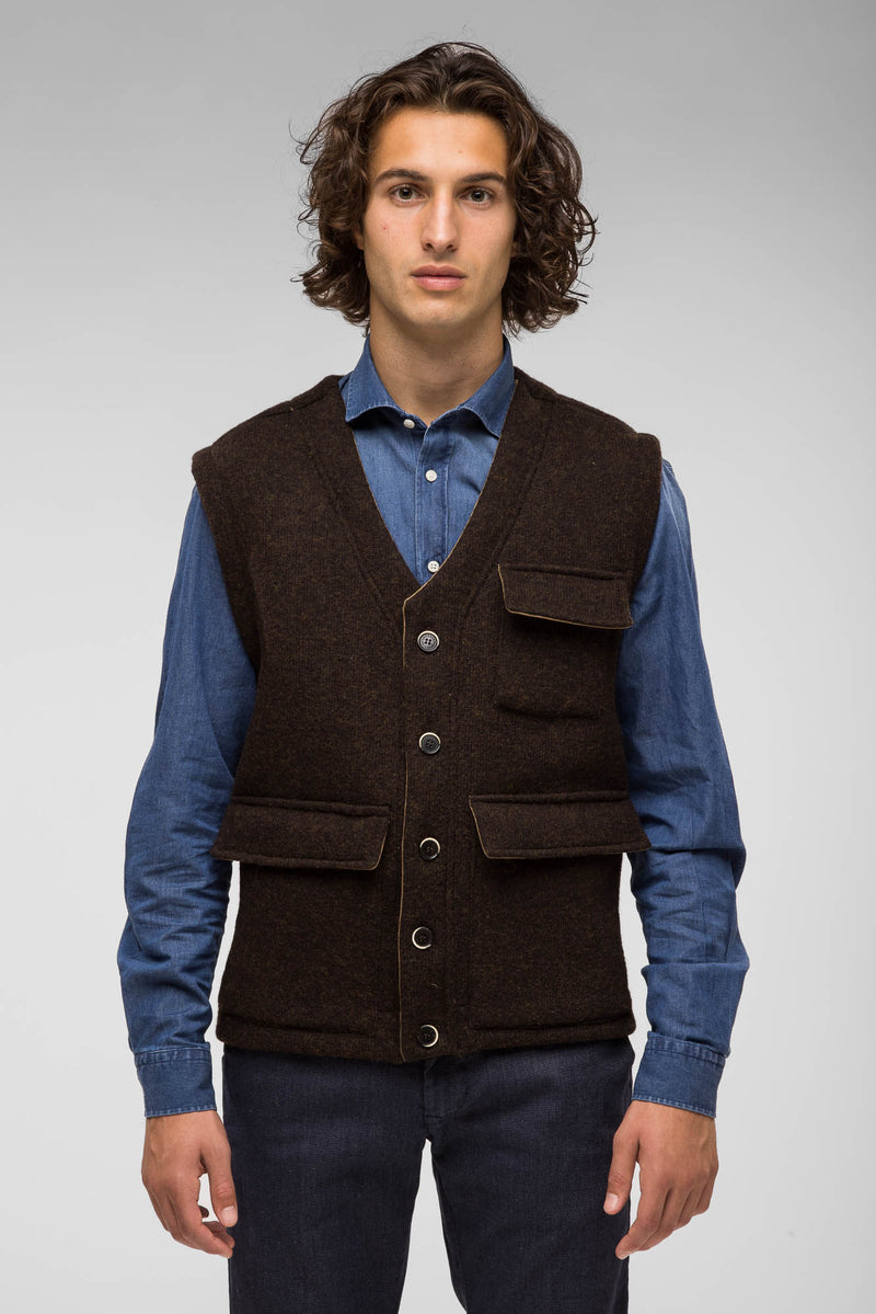 QUINTESSENCE GILET L/CMARRONE