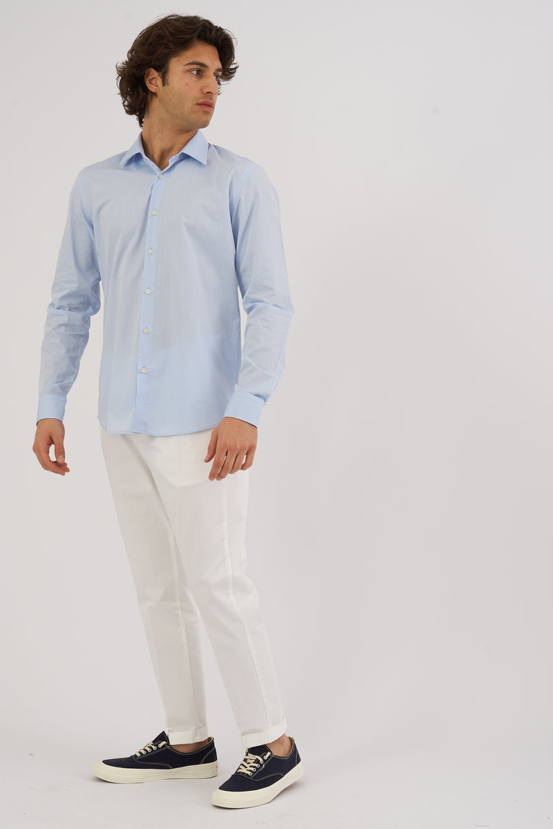 Camicia Brillantina – Celeste in Cotone Fil Coupé