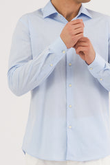 Camicia Brillantina – Celeste in Cotone Fil Coupé