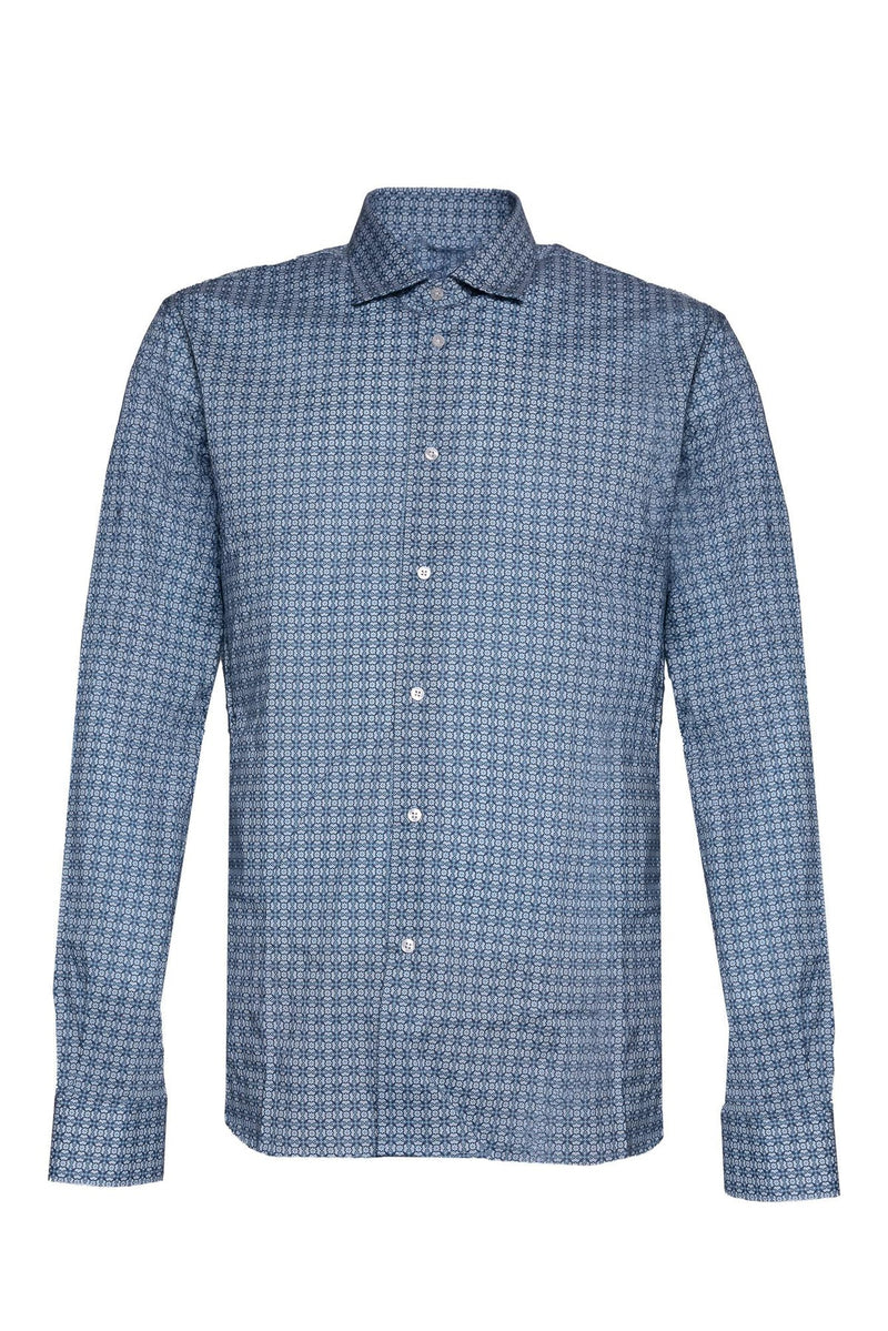 Camicia Geometria Fiorentina – Intarsi Azzurri