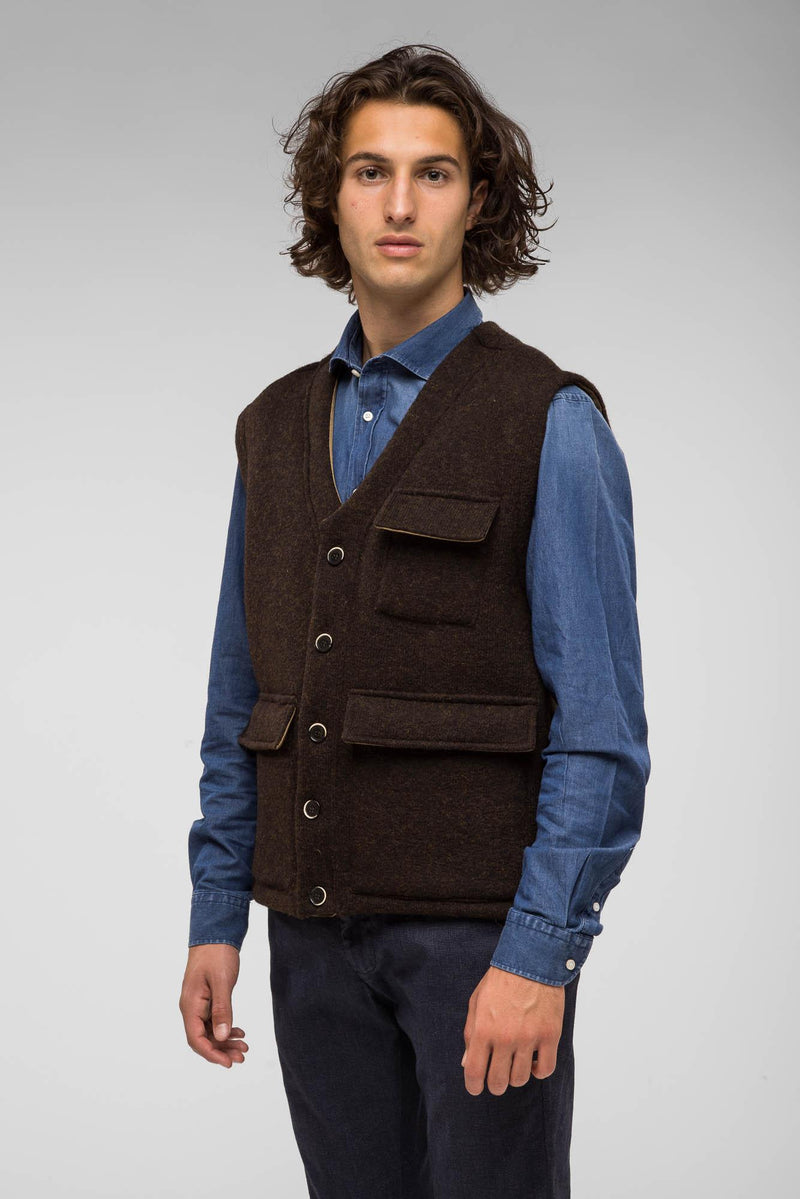 QUINTESSENCE GILET L/CMARRONE